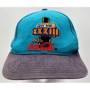 SUPER BOWL XXXlll COCA COLA LOGO 7 CAP HAT‎ STRAPBACK VINTAGE ONE SIZE